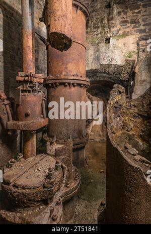 rusty pipes in a abandoned mining site Stock Photo