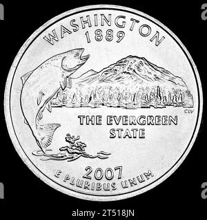 US Commemorative State Quarter Dollar : Washington (1889) The Evergreen State Stock Photo
