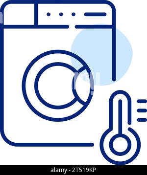 Washing clothes at high temperature. Laundry machine. Pixel perfect, editable stroke icon Stock Vector