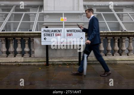 Civil servants make their way to work in Whitehall the heart of British politics which is constantly viewed as a misogynistic profession, London, UK Stock Photo