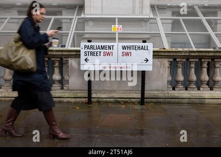 Civil servants make their way to work in Whitehall the heart of British politics which is constantly viewed as a misogynistic profession, London, UK Stock Photo