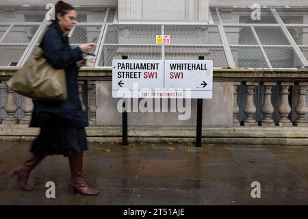 Civil servants make their way to work in Whitehall the heart of British politics which is constantly viewed as a misogynistic profession, London, UK Stock Photo