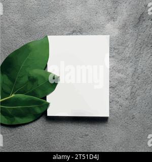 Template mockup with natural organic cosmetic product, green fresh leaves nature frame. Natural cosmetics concept, vector illustration Stock Vector