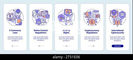 Walkthrough cyber law with multicolor icons Stock Vector