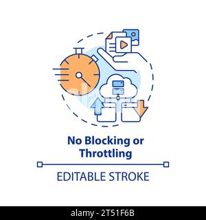 2D thin linear icon no blocking or throttling concept Stock Vector