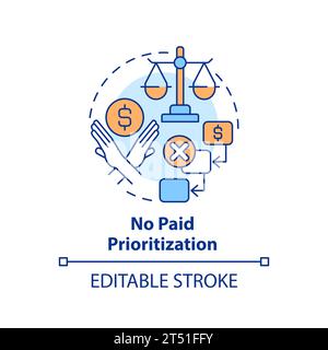 2D thin linear icon no paid prioritization concept Stock Vector