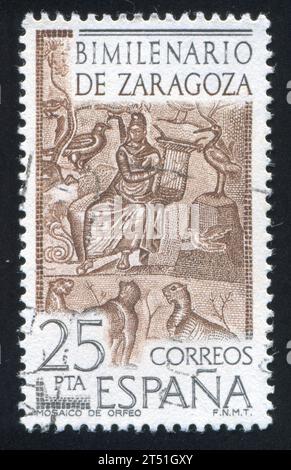 SPAIN - CIRCA 1976: stamp printed by Spain, shows Orpheus, mosaic from Roman era, circa 1976 Stock Photo