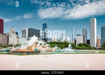 Buckingham Fountain in Grant Park, downtown Chicago, Illinois, USA Stock Photo