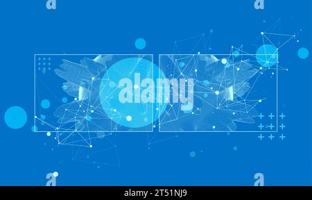 Modern science or technology elements in square. Trendy abstract background. Surface illustration. Hand drawn vector art Stock Vector
