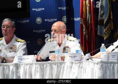 110506RK891-034 PENSACOLA, Fla. (May 6, 2011) Rear Adm. Joseph Kilkenny, commander of Naval Education and Training Command, addresses participates in the flag officersХ panel at the 2011 Aviation Symposium, hosted by the National Naval Aviation Museum at Naval Air Station Pensacola. The panel, comprised of senior aviation officers from throughout the Navy, spoke about the top issues in their respective areas and answered questions from the audience. The symposium is part of the naval stationХs Centennial of Naval Aviation celebration. (U.S. Navy Stock Photo