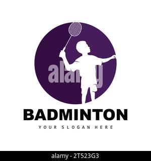 Badminton Logo, Sport Branch Design, Vector Abstract Badminton Players Silhouette Collection Stock Vector