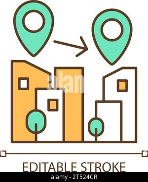 Thin linear colorful local move icon Stock Vector