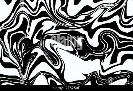 Abstract marble distorted monochrome background. Vector ink liquid psychedelic pattern Stock Vector