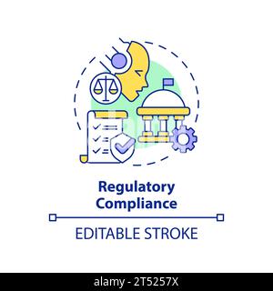 2D thin linear icon regulatory compliance concept Stock Vector