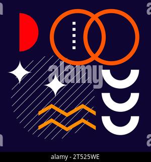 Naive brutalist poster. Groovy circle oval rectangle typography in trendy retro 90s cartoon style. Vector illustration with wavy geometric design. Bru Stock Vector