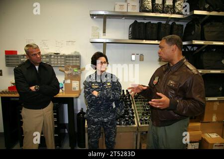 1001085423C-052  PANAMA CITY, Fla. (Jan. 8, 2010) Cmdr. Jessica M. Pfefferkorn, commanding officer of Naval Support Activity Panama City and Cmdr. Timothy P. Richardt, commanding officer of the Naval Diving and Salvage Training Center give a tour of the Joint Service Dive Training Facility to Air Force Major Gen. Garry C. Dean, commander of 1st Air Force and commander of Continental U.S. North American Aerospace Defense Command Region at Tyndall Air Force Base. (U.S. Navy Stock Photo