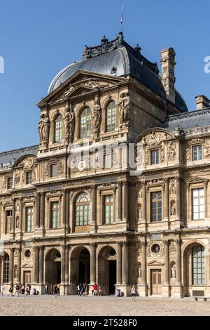 West wing of Cour Carrée (Square Court), Louvre Palace (Palais du Louvre), Rue de Rivoli, 1st arrondissement, Paris, Île-de-France, France Stock Photo
