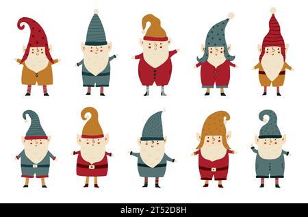 Collection of Cute Christmas Gnomes Stock Vector