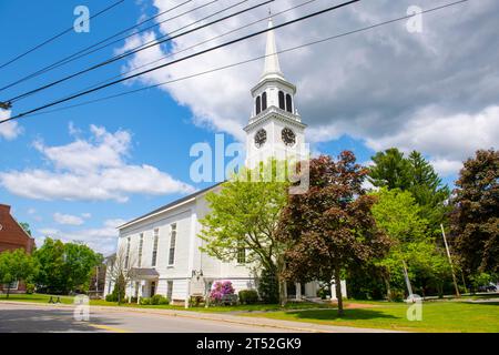Community Church of Pepperell at 3 Townsend Street in historic town center of Pepperell, Massachusetts MA, USA. Stock Photo