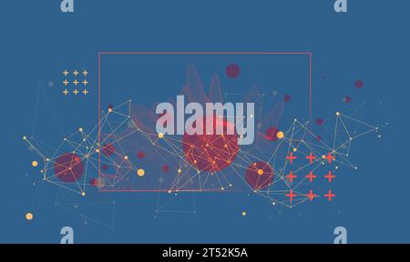 Modern science or technology elements in square. Trendy abstract background. Surface illustration. Hand drawn vector art Stock Vector