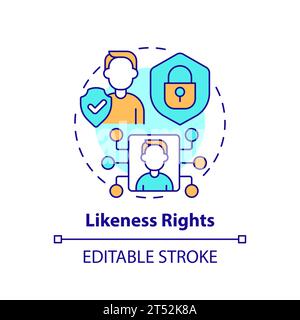 2D thin linear icon likeness rights concept Stock Vector