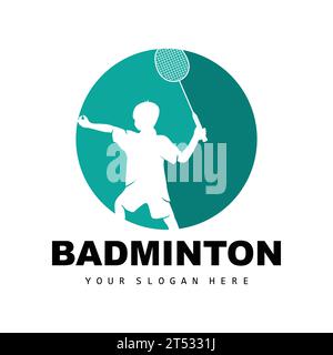 Badminton Logo, Sport Branch Design, Vector Abstract Badminton Players Silhouette Collection Stock Vector