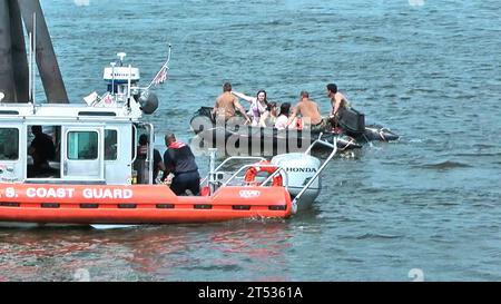1007076019M-008 PHILADELPHIA, Pa. (July 7, 2010) Sailors from Special Boat Team (SBT) 20 helped rescue nine people from an overturned tourist boat in the Delaware River. The Navy crewmembers worked together with the Coast Guard, Philadelphia Police and fire rescue teams. The boat was struck by a barge and capsized, throwing 35 passengers and two crewmembers in the water. Stock Photo