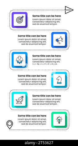 Infographic template with icons and 6 options or steps. Path. Can be used for workflow layout, diagram, banner, webdesign. Vector illustration Stock Vector