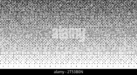 Pixel screentone gradient texture with grayscale dithering. Halftone monochrome vector background with square pattern Stock Vector