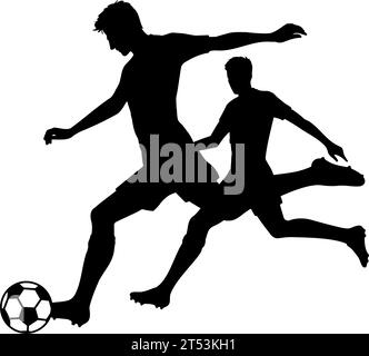 Two soccer players silhouette in action. Vector illustration Stock Vector
