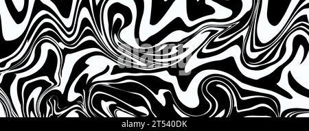 Liquid marble distorted monochrome abstract background. Vector creative psychedelic pattern Stock Vector