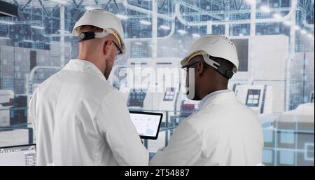 Virtual Reality And Digital Manufacturing. Futuristic Factory Technology Stock Photo