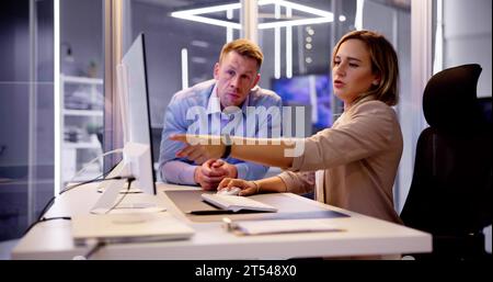 Analyst Working With Spreadsheet Business Data On Computer Stock Photo