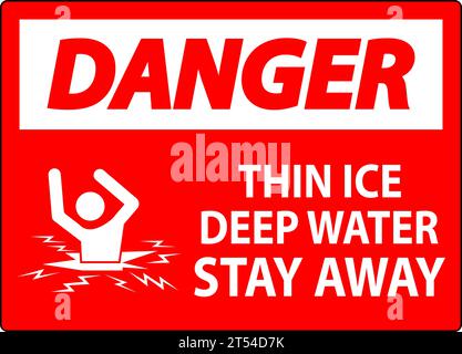 Danger Sign Thin Ice Deep Water, Stay Away Stock Vector