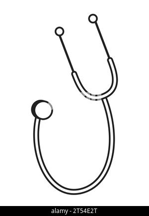 Doctor stethoscope black and white 2D cartoon object Stock Vector