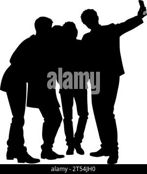 Silhouette of a Group of people taking a selfie. vector illustration Stock Vector