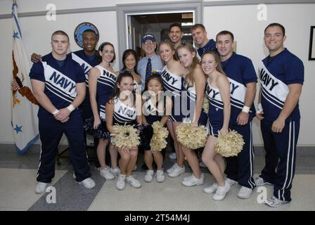 Deputy Secretary of Defense, gordon england, Navy Cheerleaders, Pentagon, Va. Stock Photo