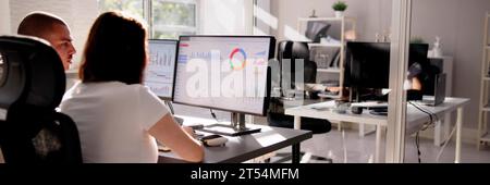 Data Analyst Using Data Analytics KPI Dashboard Stock Photo