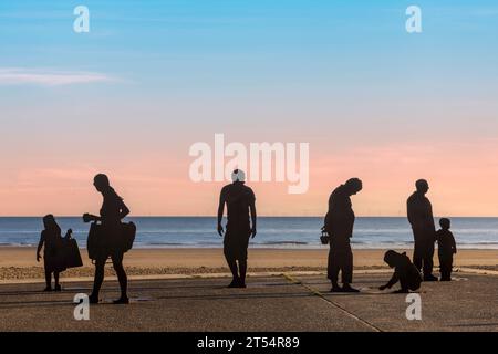 The Colwyn Sculptures are a series of steel silhouette sculptures located on the promenade in Colwyn Bay, Wales. Stock Photo