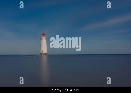Point of Ayr Lighthouse is a 19th-century lighthouse located on the east side of the Dee Estuary, next to Talacre Beach. Stock Photo