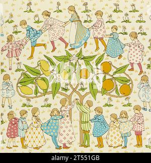 Jeffrey & Company - Oranges and Lemons Say the Bells of St. Clements -  Children ring dance around an orange lemon tree - 1902 Stock Photo