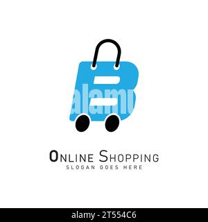 Letter B for Shopping Logo template, ecommerce icon. Alphabet B bag design concept vector logo Stock Vector