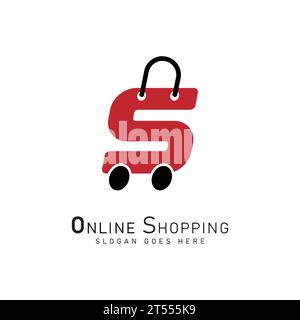 Letter S for Shopping Logo template, ecommerce icon. Alphabet S bag design concept vector logo Stock Vector