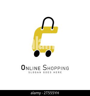Letter C for Shopping Logo template, ecommerce icon. Alphabet C bag design concept vector logo Stock Vector