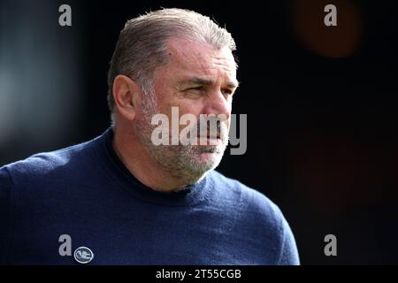 File photo dated 07-10-2023 of Tottenham Hotspur manager Ange Postecoglou, who will not be banging on the door of new technical director Johan Lange demanding a squad full of '24 world-class players' any time soon. Issue date: Friday November 3, 2023. Stock Photo