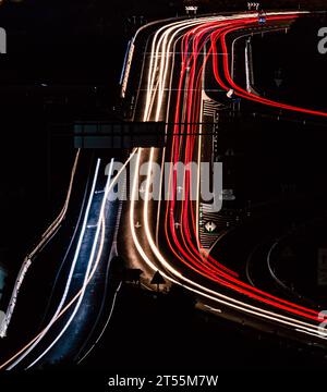 traces of car lights in Villajoyosa Stock Photo