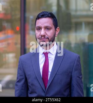 London, England, UK. 3rd Nov, 2023. Activist SAYED AHMED ALWADAEI, who was allegedly racially abused by Beckenham MP Bob Stewart, is seen outside Westminster Magistrates' Court. (Credit Image: © Tayfun Salci/ZUMA Press Wire) EDITORIAL USAGE ONLY! Not for Commercial USAGE! Stock Photo