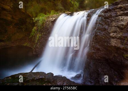 In the Heart of Corchiano's Wild Beauty: Long Exposure Photos Unveil the Ethereal Charm of Rio Fratta's Cascades, a Tale of Timeless Flow and Tranquil Stock Photo