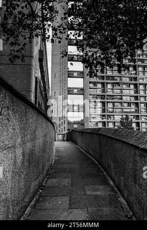 Trellick Tower, a Grade II* listed tower block in North Kensington. opened in 1972 and designed in the Brutalist style by architect Ernő Goldfinger, L Stock Photo