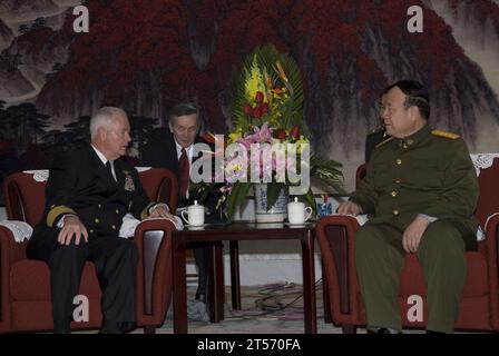 US Navy Adm. Timothy J. Keating, commander of U.S. Pacific Command, and Gen. Guo Boxiong, vice chairman Stock Photo